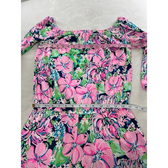 Lilly Pulitzer Lana Skort Romper Off the Shoulder Pink Multi Paradise Found S - Picture 9 of 11